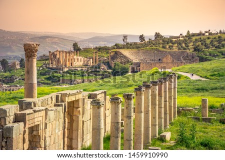 Ancient and roman ruins of Jerash (Gerasa), Jordan. Royalty-Free Stock Photo #1459910990