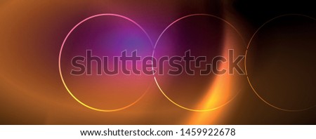 Shiny neon lights, dark abstract background with blurred magic neon light curved lines. Vector