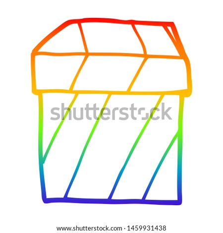 rainbow gradient line drawing of a cartoon gift box