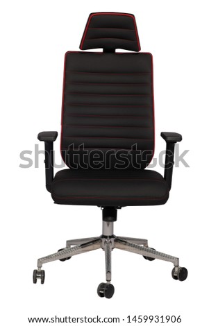 Isolated Black Leather Office Armchair