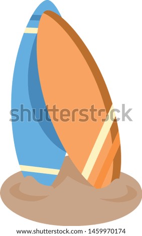 Vector Cartoon Cute Surfboard Icon Illustration Isolated