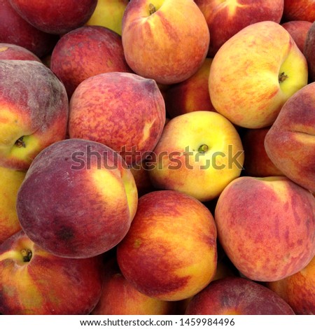 Macro Photo food tropical fruit peach. Texture background of sweet red ripe peaches.Stock photo  food fruit peaches