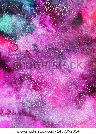 pink and blue galaxy watercolor illustration