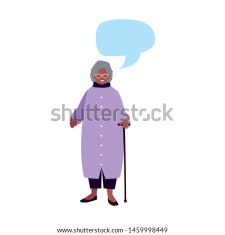 old woman with walking stick