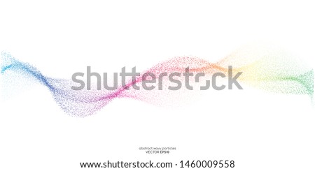 Abstract dots particles flowing wavy colorful isolated on white background. Vector illustration design elements in concept of technology, energy, science, music. Royalty-Free Stock Photo #1460009558