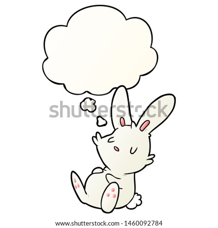 cartoon rabbit sleeping with thought bubble in smooth gradient style