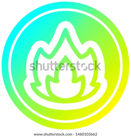 simple flame circular icon with cool gradient finish