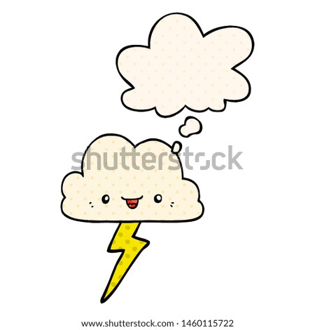 cartoon storm cloud with thought bubble in comic book style