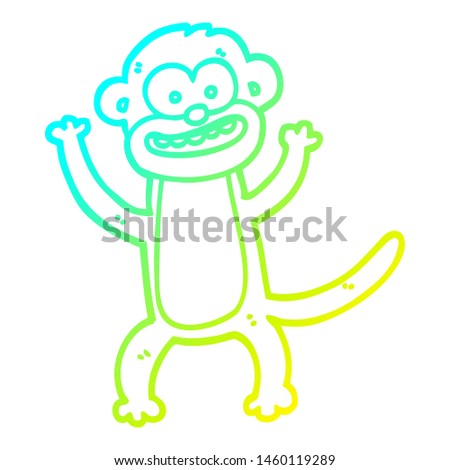 cold gradient line drawing of a cartoon monkey