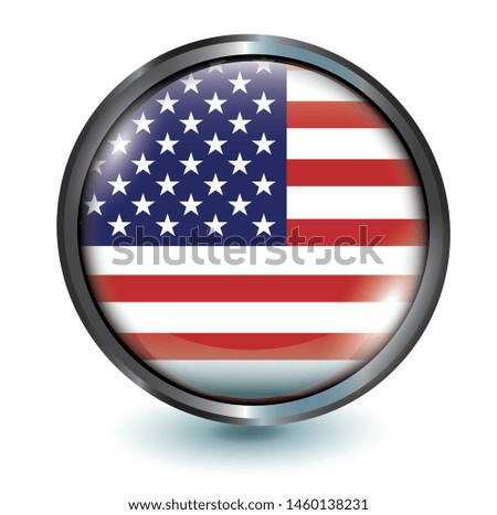 3d button with flag of USA vector illustration 10 EPS