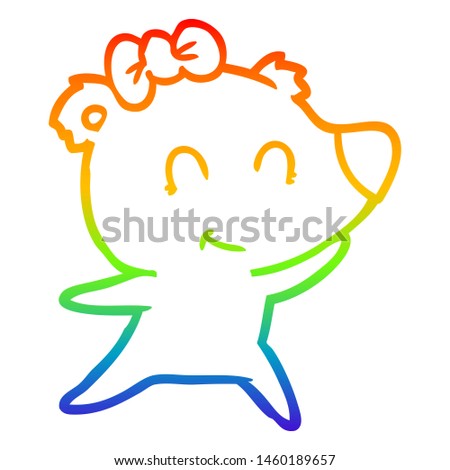 rainbow gradient line drawing of a female bear cartoon