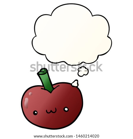 cartoon apple with thought bubble in smooth gradient style