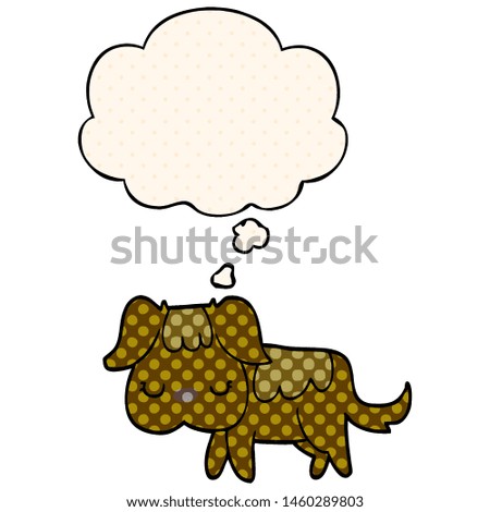 cartoon dog with thought bubble in comic book style