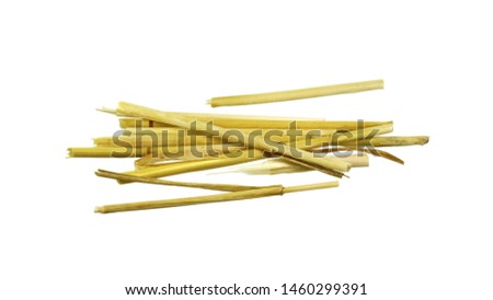 Pile straw isolated on white background. Straw texture. 