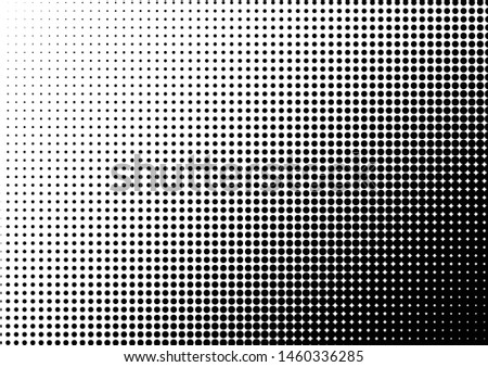 Monochrome Dots Background. Pop-art Distressed Pattern. Grunge Backdrop. Modern Black and White Texture. Vector illustration