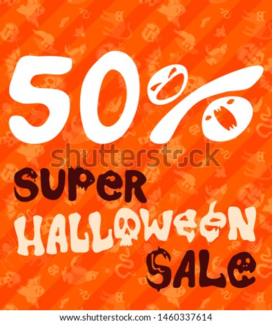 bright poster 50 percent discount on halloween. stock picture image
