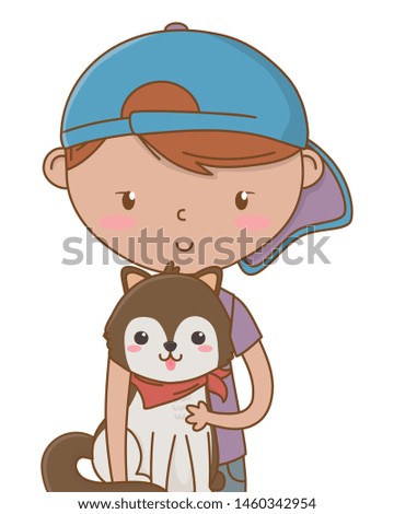 Boy with dog cartoon design