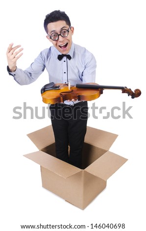 Man playing violin from the box