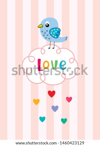cute bird happy valentine's day greeting vector