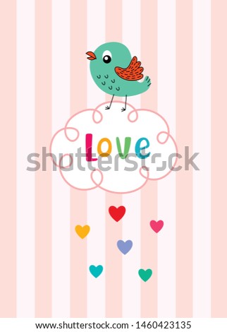 cute bird happy valentine's day greeting vector