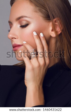 Beautiful jewerly collection . Beautiful young girl posing for jewerly collection .  Royalty-Free Stock Photo #1460431622