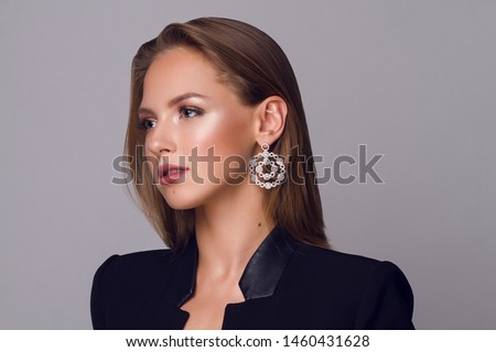 Beautiful jewerly collection . Beautiful young girl posing for jewerly collection .  Royalty-Free Stock Photo #1460431628
