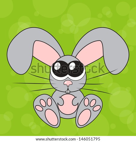 Cute rabbit with big eyes, vector illustration