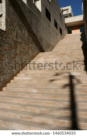 Long stairs with many steps