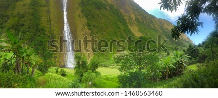 Waterfall panorama in Hawaii - North Kohala