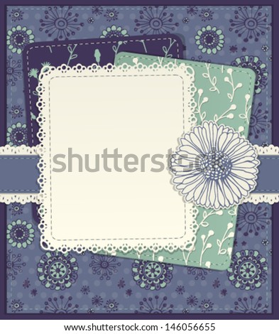 Floral scrapbook background  with paper daisy 