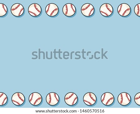 Baseball seamless pattern. Letter template. Cute doodle hand drawn baseballs on blue background tile