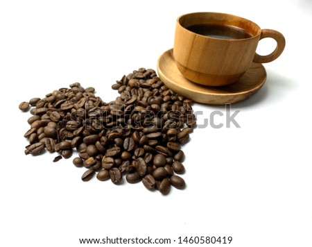a cup of coffee bean of heart isolated 