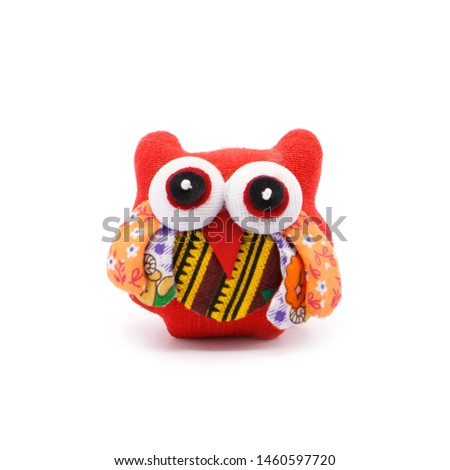owl doll isolated on white background, toy kid.