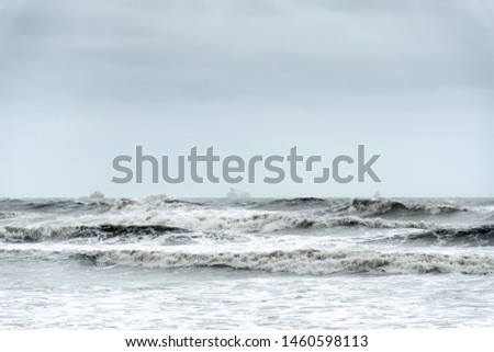 close up of dark waves in the bad weather, nature background