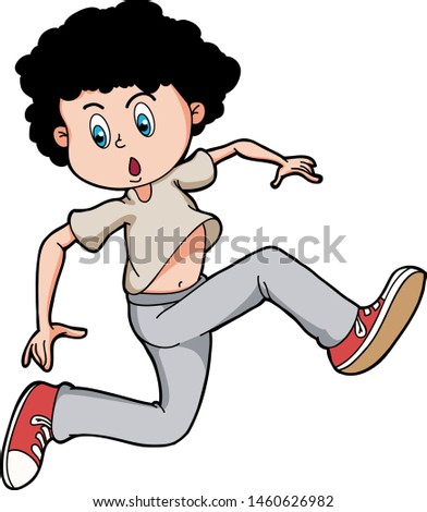 cool cartoon hip hop boy breakdance jump style