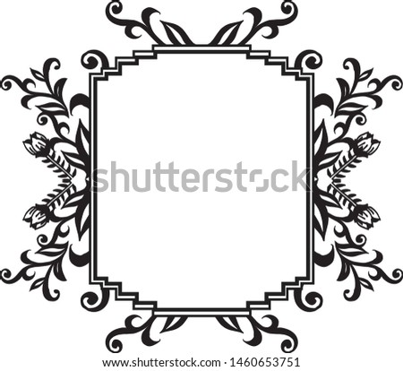 Template flowers frame, design for card, style vintage. Vector