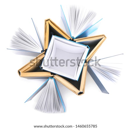 Composition with books on white background