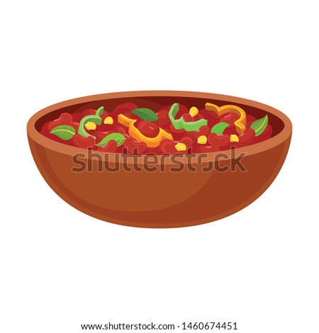 Brown beans with vegetables. Vector illustration on white background.