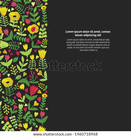 Bright floral poster, spring- summer card template