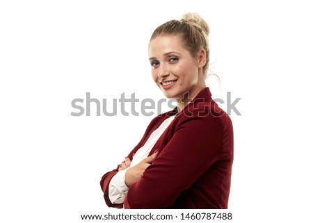Closeup of a businesswoman isolated on white background
