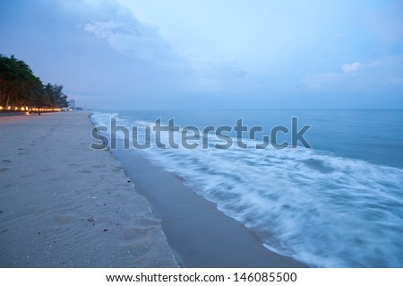 Long exposure shot of the Black Sea after sunset