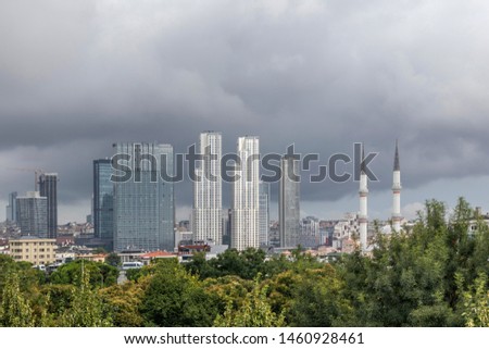 Mosque and Skyscrapers before the rain, sisli, istanbul