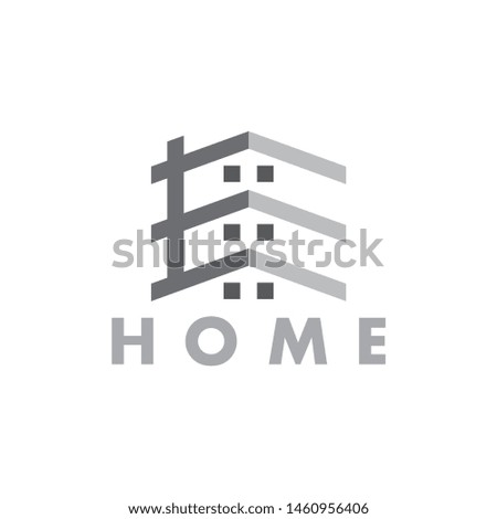 letter e 3d geometric home shape logo vector