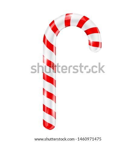 Candy cane. Red white striped 3d candy. Illustration isolated on white background. Raster version