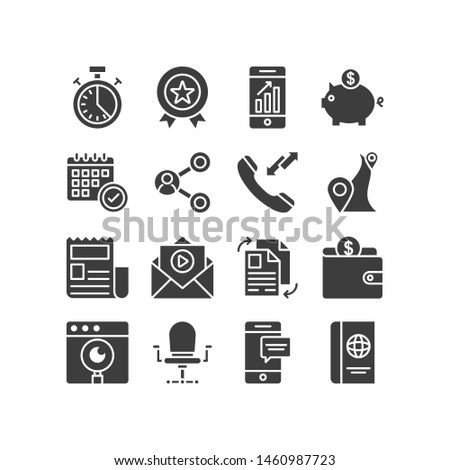 Business vector glyph style icon Set. 8