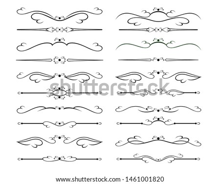 Vector Illustration. Set of text delimiters and ornamental calligraphic lines. 
