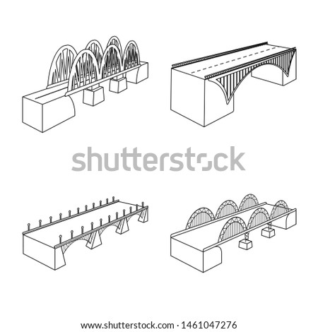 Vector illustration of landmark and structure sign. Set of landmark and crossing vector icon for stock.