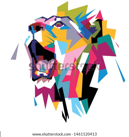 Colorful lion head. Vector of animals. Pop art lion. Vector illustration of animals. 