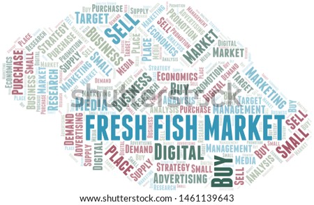 Fresh Fish Market word cloud. Vector made with text only