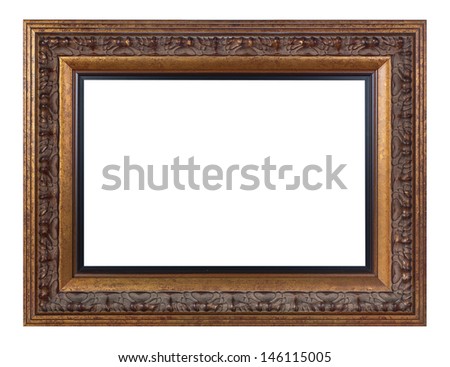 Brown vintage picture frame isolated on white background.